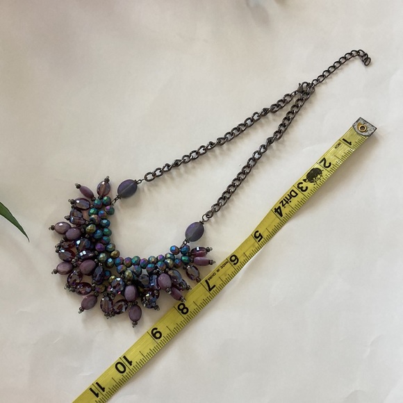 Purple Beaded Statement Necklace - Picture 8 of 10